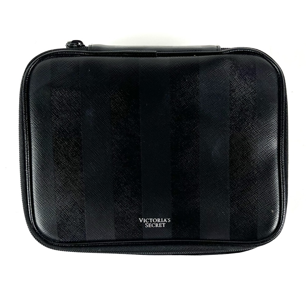 Victoria’s Secret Black Mayfair Stripe Hard Vanity Makeup Case